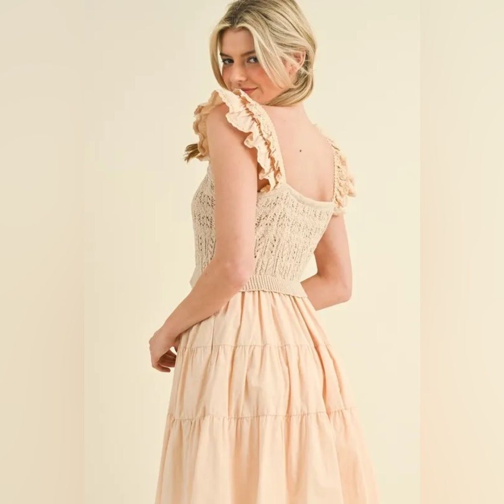 &Merci Elegant Cream Ruffle Dress - Picture 2 of 6